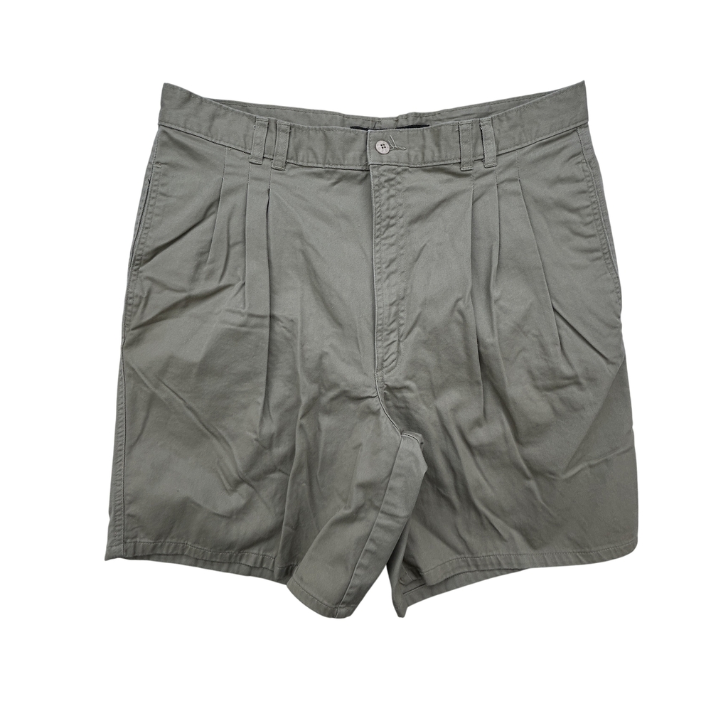 Vintage Bugle Boy Shorts Mens 36 Pleated Front Khaki Tan Casual Y2K 2000s Classi